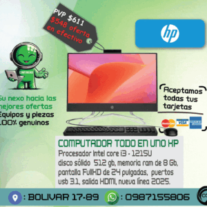 Computador todo en uno HP - intel core i3(1215U) - disco ssd 512 gb