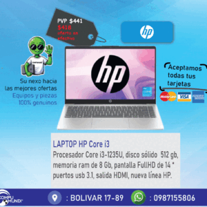 Laptop HP core i3, 512 gb ssd