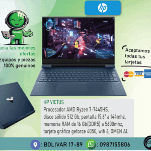 Laptop gamer HP Victus ryzen 7, geforce 4050