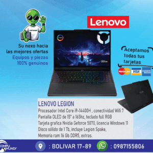 Laptop Lenovo legion 5i, core i9, geforce 5070