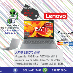 Laptop Lenovo ryzen 7, 16 gb ram, ssd 512 gb